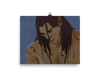 Impressão de fã de Halsin de Baldur's Gate 3 | Impressão digital de retrato de Halsin na chuva