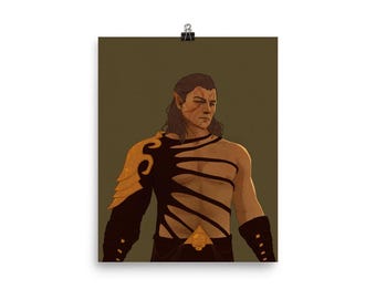 Impressão de arte de fã de Halsin de Baldur's Gate 3 | Impressão digital de retrato de Halsin pronta para a batalha