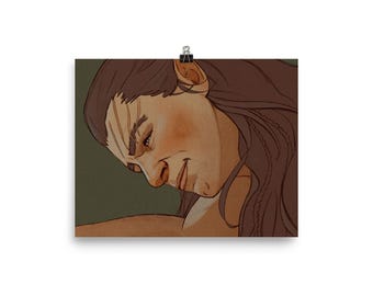 Impressão de arte de fã de Halsin em Baldur's Gate 3 | Impressão digital de retrato de Halsin com cabelo comprido