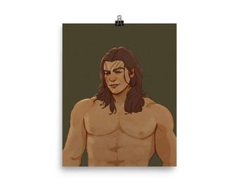 Impressão de arte de fã de Halsin para Baldur's Gate 3 | Impressão digital de retrato de Halsin com cabelo solto
