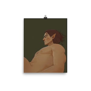 Baldur&#39;s Gate 3 Halsin Fan Art Print | Halsin Reclined Digital Portrait Print
