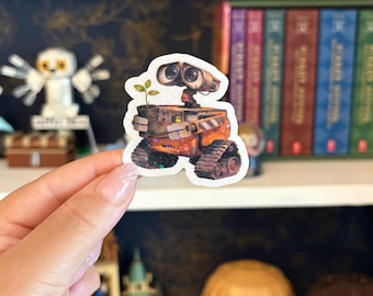 Glitter Robot-Plant Sticker