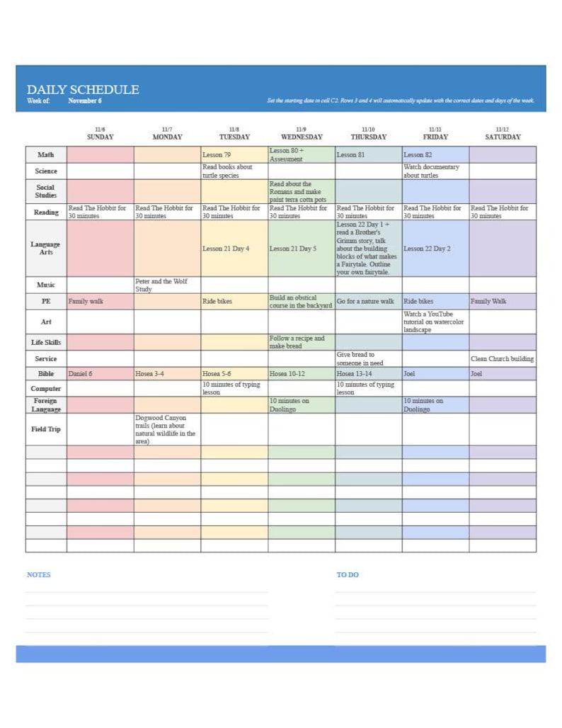 Google Sheet Weekly Homeschool Planner - Etsy