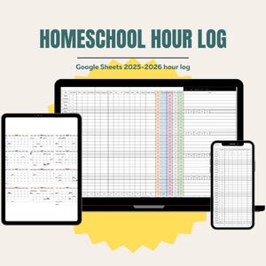 2025-2026 JULY Start Date, Editible Homeschool Hours Google Sheets,  Missouri Homeschool Hours