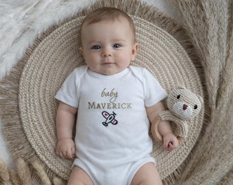 Personalized Baby Bodysuit, Embroidered Airplane, Newborn Gift
