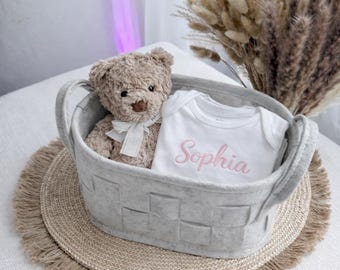 Set regalo body ricamato per neonato, scatola regalo personalizzata per neonato