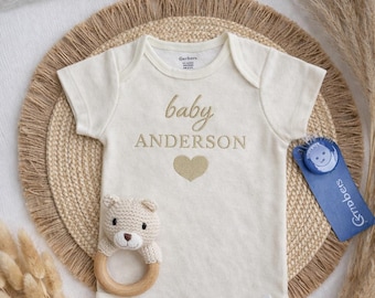 Custom Cotton Baby Onesie. Personalized Newborn Gift, Pregnancy. Baby name.