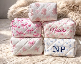 Personalized Embroidered Makeup Bag, Custom Bridesmaid Gift