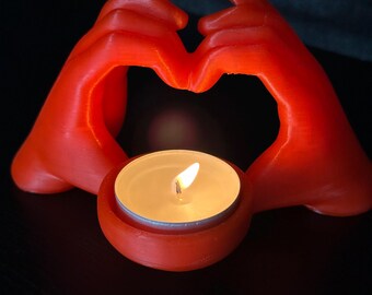 Candelabro con forma de corazón – Portavelas romántico – Decoración para el hogar impresa en 3D – Regalo para parejas – Escultura de mano moderna – Veladas acogedoras