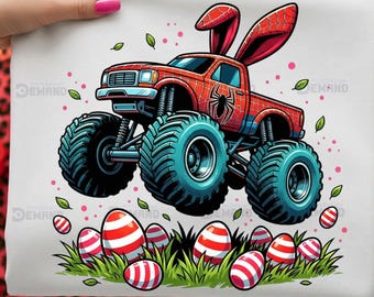 Superhero Easter Monster Truck PNG, Boy Easter Design (Digital Download)
