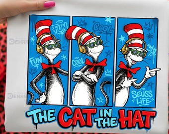 The Cat in the Hat PNG, Seuss Life Graphic, Teacher Reading Art (Digital Download)