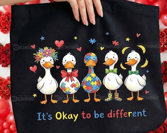 Autism Goose PNG, It's Okay to be Different, Neurodiversity Awareness (Sublimation File)