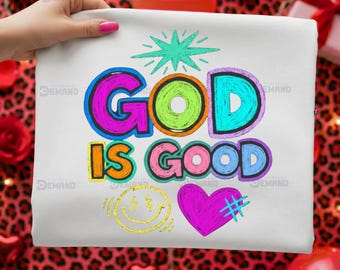 God Is Good Christian PNG, Retro Boho Bible Verse Sublimation (Digital Download)