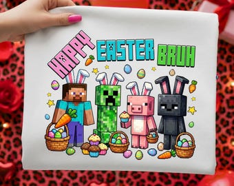 Happy Easter Bruh Gamer Character Png, Retro Easter Png, Happy Easter Png, Gamer Easter Shirt Png, Boys Mining Easter Png, Cartoon Movie Png