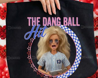 Hit The Dang Ball Baseball Mom Png, Game Day Softball Png, Distressed Doll Face Meme