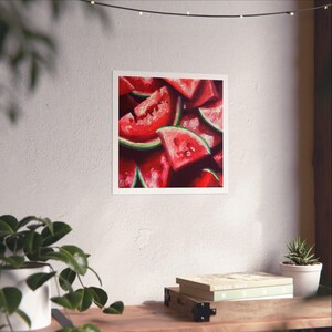 Vibrant Watermelon Art Print, Summer Decor, Kitchen Wall Art, Fruit Print Poster, Colorful Home Aesthetic, Gift for Food Lovers