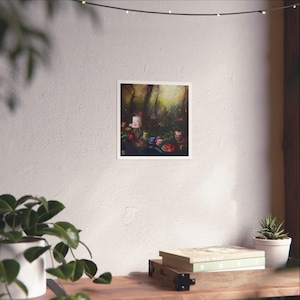 Dark Forest Fairytale Tea Party Print, Alice in Wonderland Inspired Art, Matte Wall Art Print, Whimsical Nature Decor