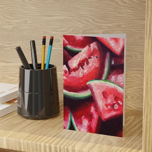Cartes de voeux pastèque - 1 ou 10 pièces, cartes de fruits colorées, célébrations d'été, cartes d'anniversaire, mots de remerciement, cartes de voeux de fruits