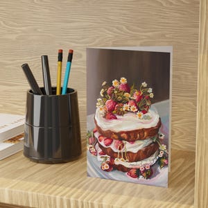 Cartes de voeux élégantes gâteau aux fraises - 1 ou 10 pcs, cartes d'anniversaire, anniversaire artistique, invitations, amateurs d'art, décoration de fête, notes de remerciement