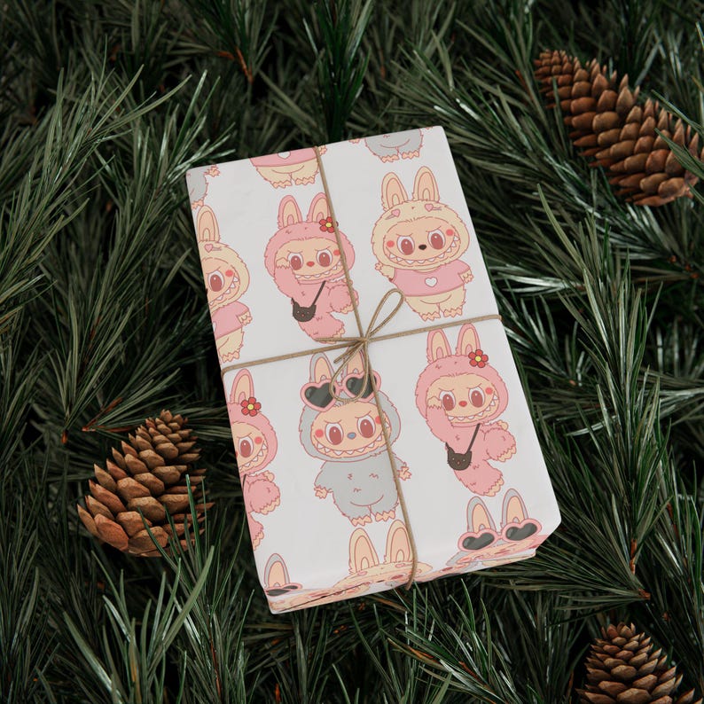 Labubu Wrapping Kawaii Labubu Bunny Wrapping Paper | Cute Pastel Labubu Gift Wrap ...