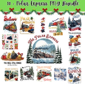 Polar Express Clipart PNG-Bundle | Vintage Weihnachtszug Designs (Digitaler Download)