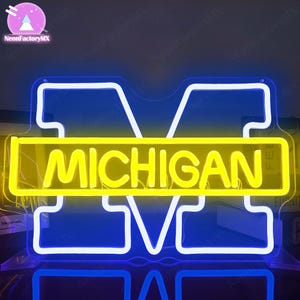 University of Michigan LED Neon Sign, Michigan Wolverines Football Neon Light, University Neon Light,City Name Neon Sign,Man Cave Room Decor