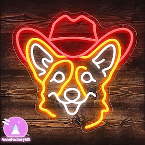 Cowboy Dog LED Neon Sign, Pet Shop Neon Light, Cool Dog Western Neon Sign, Custom Home Decor, Dog Spa Decor, Pet Lover Gift, Kids Room Decor