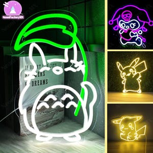 Letrero de neón de anime, LED acrílico de dibujos animados, decoración de pared de neón japonés, decoración de habitación infantil, neón para sala de juegos, luz de neón, arte de pared LED, regalos