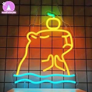 Letrero de neón LED de capibara, luz de neón de animalito, luz nocturna de capibara kawaii, decoración para habitación infantil, arte de pared para sala de juegos, regalo para amantes de los capibaras
