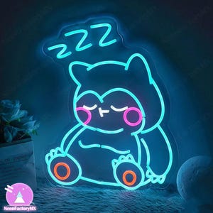 Letrero de neón de personaje de anime perezoso, letrero de neón LED de anime, luz de neón de personaje de dibujos animados durmiendo, decoración de habitación infantil, luz de sala de juegos, letrero de neón lindo, regalo