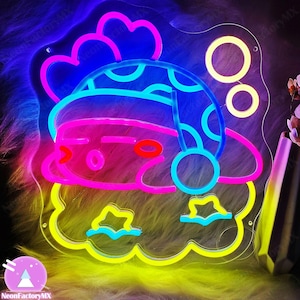 Letrero de neón LED de juego kawaii, linda luz de neón de anime, luz nocturna regulable de anime japonés, decoración para habitación infantil, arte de pared para sala de juegos, regalos