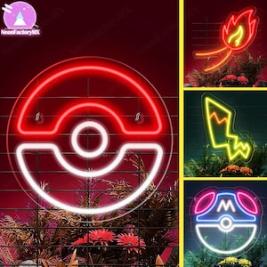 Red And White Ball Neon Sign, Anime Neon Light, Funny Cartoon Acrylic Led, Kid&#39;s Room Decor, Japanese Neon Wall Decor,Gift For Him,Fans Gift