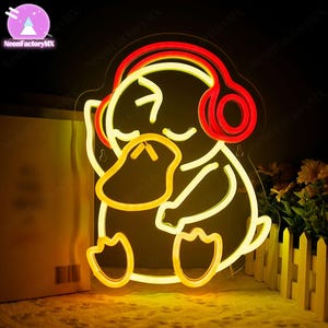 Anime Duck Neon Sign, Cartoon Duck Led Neon Sign, Cute Acrylic Led, Game Room Neon, Custom Neon Bar Sign, Wall Art, Kid&#39;s Room Decor, Gifts