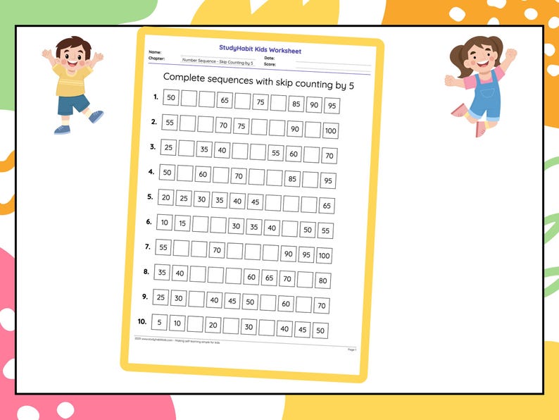 Skip Counting Practice Worksheets for First and Second Grade - Etsy