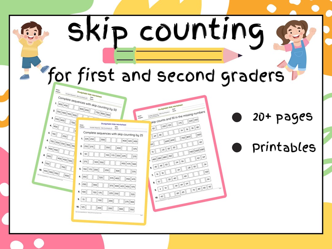 Skip Counting Practice Worksheets for First and Second Grade - Etsy