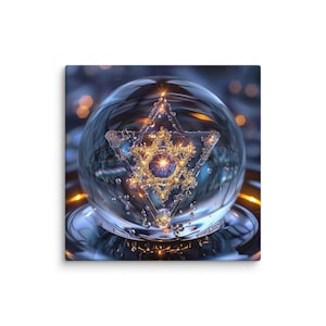 Vector Sanctum Canvas Wall Art (Square) – Sacred Geometry Spiritual Awakening Print, Cosmic Energy Art, Trauma Healing Decor