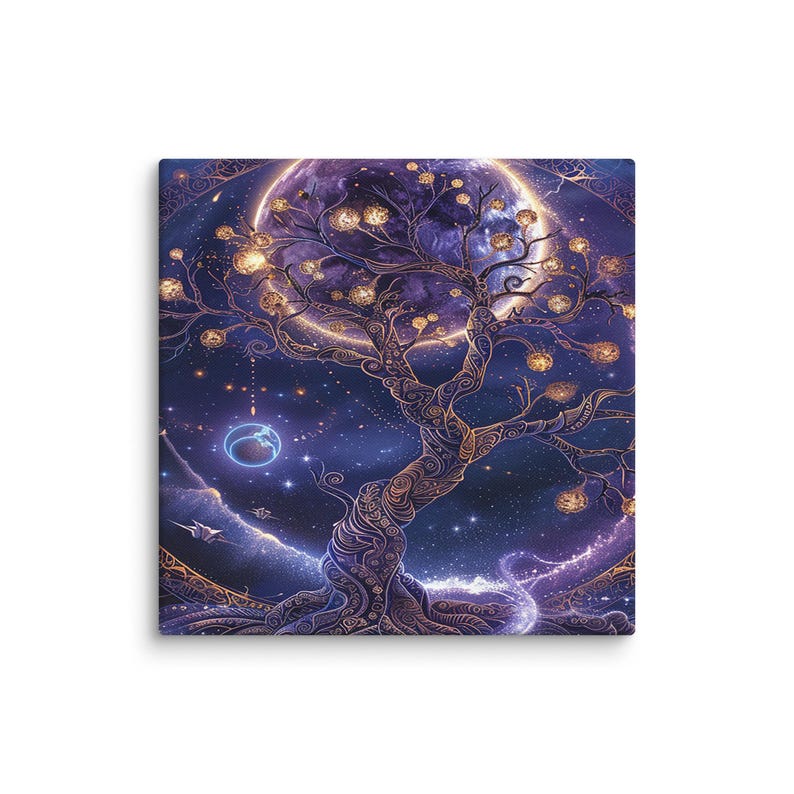 Canvas Wall Art Spiritual Wall Decor Golden Light Cosmic Tree of Life ...