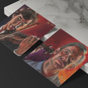 Sherlock e John Set di carte postali in qualità Fine Art / Olio originale sul cartone come stampa glicée limitata