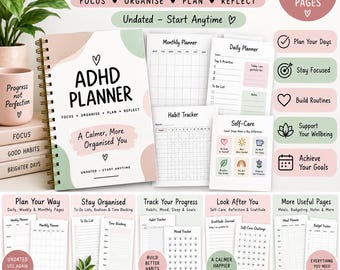 ADHS-Planer zum Ausdrucken | Fokus, Routine & Exekutive Funktionen (PDF)