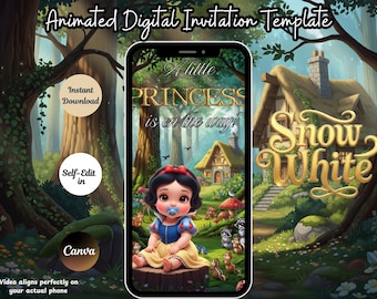 Snow White Baby Shower Animated Digital Invitation