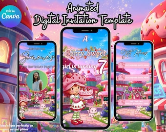 Big Kid 80s Strawberry Shortcake Digital Birthday Invitation