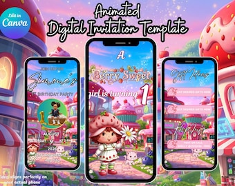 Toddler 80's Strawberry Shortcake Digital Birthday Invitation