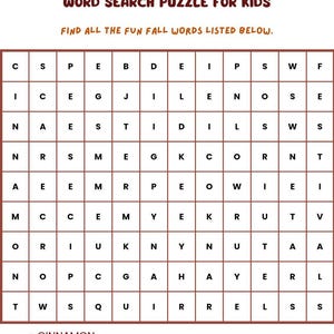 Fun Fall Word Image Fun Fall Word Search Puzzle Worksheet, Answers for Kids (PDF) - Etsy