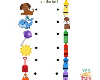 Juego divertido de emparejar crayones para niños de preescolar y jardín de infantes: crayones, colores, emparejamiento, actividad.