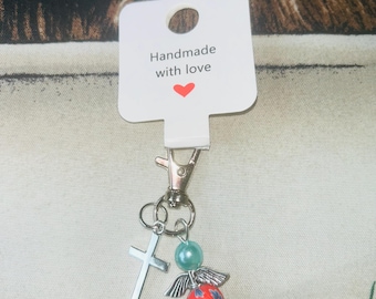 Angel Badge Reel Charm, Cross Charm, Religious Charms, Nursing, Keychains