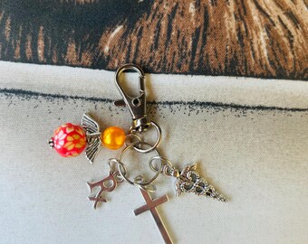 Medical Symbol Guardian Angel Nursing Keychain, Badge Charms, Nursing, Doctors