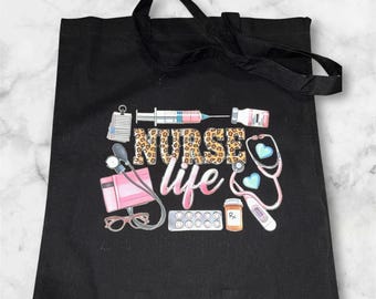 Nurse Life Cotton Tote Bag, Nursing Bag, Nursing Stufent Bag