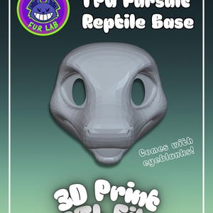 TPU reptilpälsdräktshuvudbas 3D-utskrift STL-fil - Följ-mig-ögonblanker ingår
