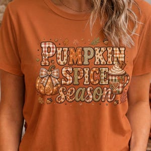 Kürbisgewürz-Saison PNG • Gesticktes Patchwork-Design • Grafik für Herbstfest-Shirts • Digitaler Download