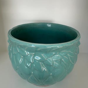 McCoy Pottery Aqua Blue. Diamond Quilted Planter Jardiniere Pot.